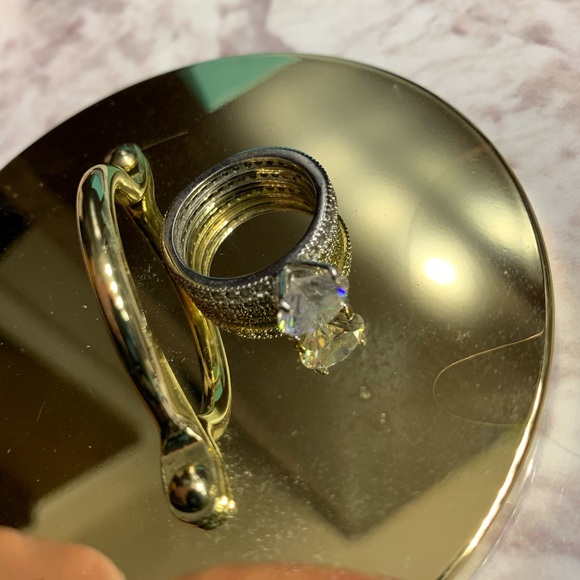 925 Silver and CZ Engagement Set - Picture 3 of 3